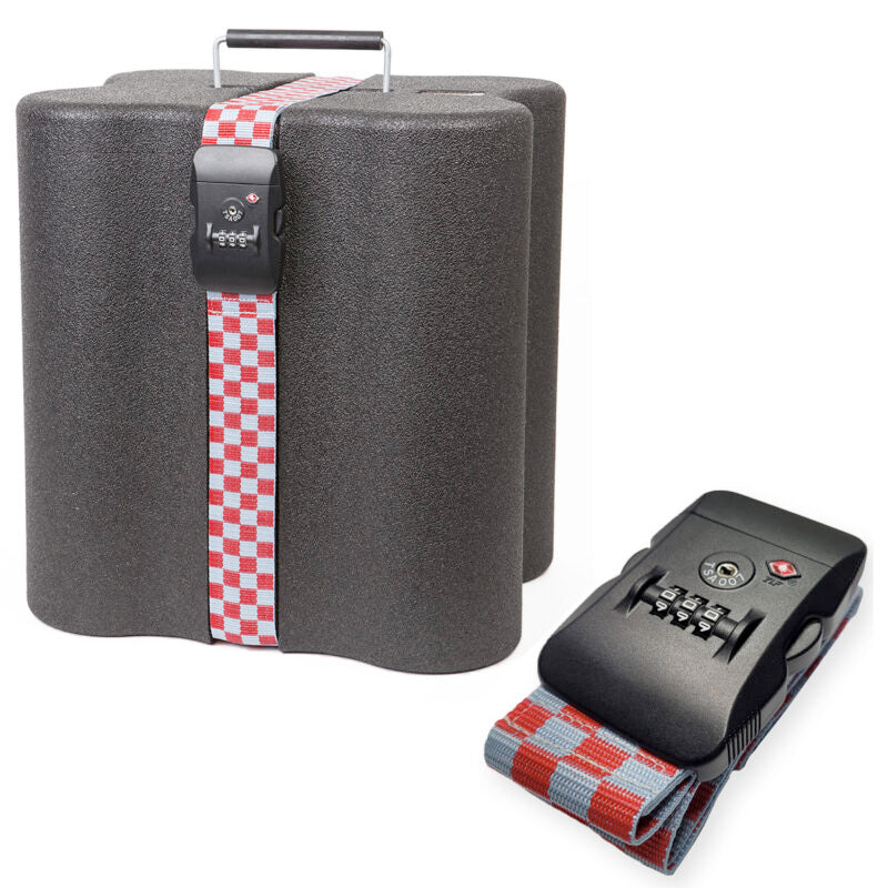 Case de Proteção de Garrafas de Vinho e Cadeado em Tecido Vermelho Inviolável TSA