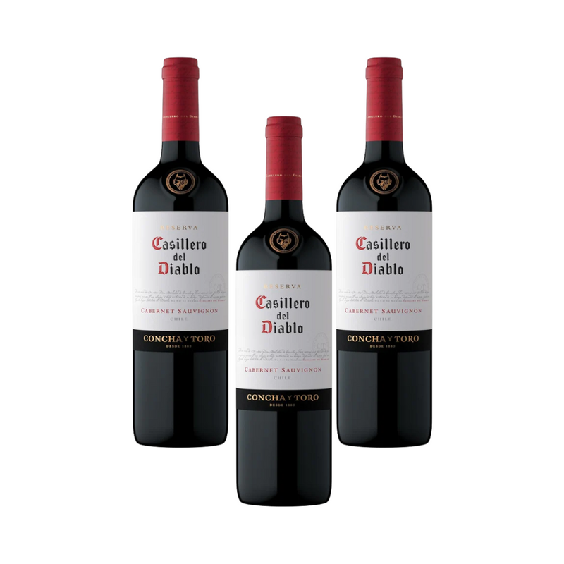 KIT com 3 Vinhos Concha y Toro Casillero Del Diablo Cabernet Sauvignon 750ml